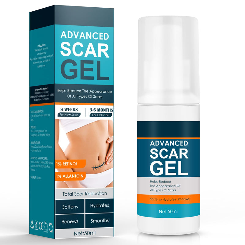 Scar Gel, Scar Cream, Advance Scar Gel for Surgical Scars,Face,Body,Leg, Burns, Acene,C-Section, Stretch Marks, Keloids,Scar Treatments for Old & New Scars,Scar Removal for Women Men,1.76oz white