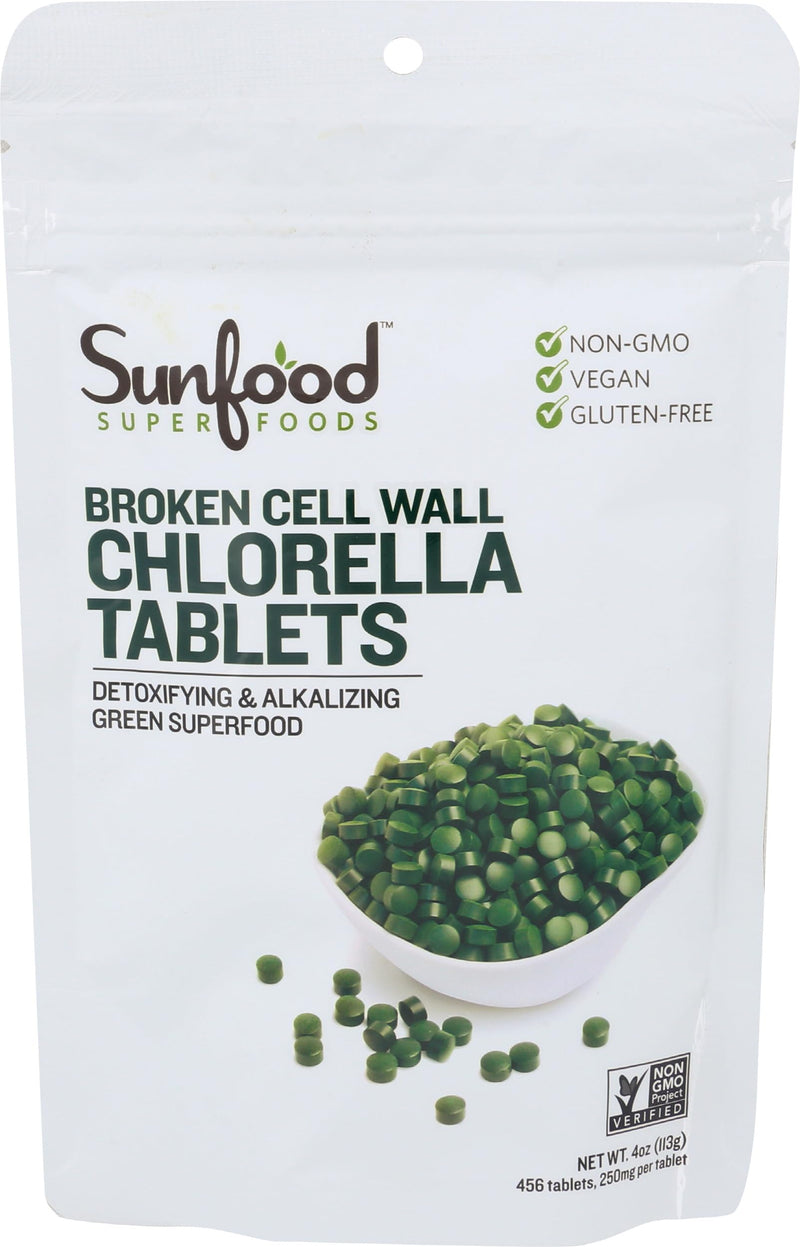 [Australia] - Sunfood Superfoods Chlorella Tablets - Chlorella Powder Tablets, Chlorophyll, Chlorella Supplement, Chlorophyll Pills, Broken Cell Wall Algae Capsules, Non GMO, Vegan - 4 oz Bag 450 Count (Pack of 1) 