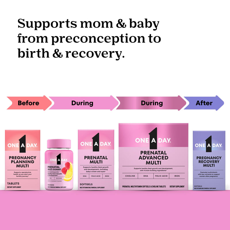One A Day Prenatal Vitamins- Folic Acid, Iron, Omega- 3 (DHA), Pregnancy Vitamins for Women, Prenatal Multivitamin for Mom and Baby Support, Pregnancy Must Haves 30 Ct (Packaging May Vary) Unflavored 30 Count (Pack of 1)