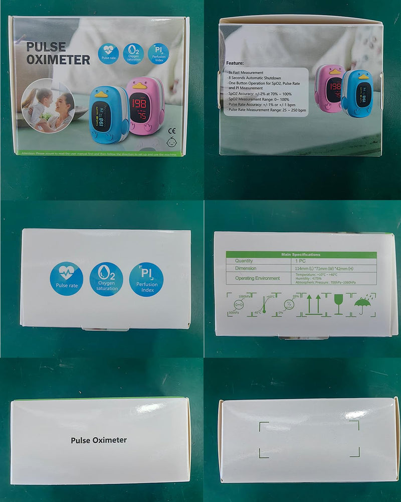 [Australia] - Pulse Oximeter for Kids-HOLFENRY Baby Oxygen Monitor Fingertip for Children Kids Pulse Oximeter Fingertip, Large Display, Included with AAA Battery Green 