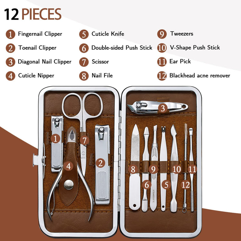 Manicure Pedicure Kit Professional Nail Clippers Set Men and Women 12 Pcs and 16pcs Grooming Kit Gifts for Men