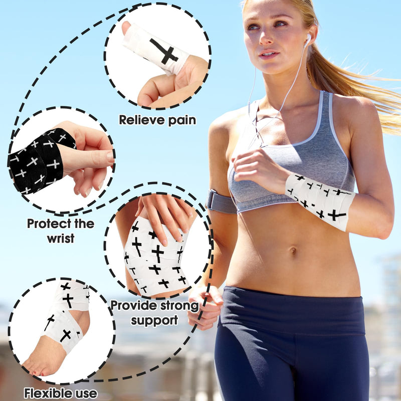 [Australia] - 6Pcs Christian Athletic Tape Cross Sports Tape with Black White Bible Verse Wrist Tapes Cross Athletic Wrist Tape for Sports Football Gymnastics Tennis Boxing Athlete First Aid Injury Wrap,2inx23ft 