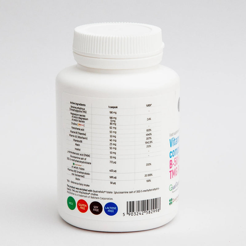 Aliness Vitamin B Complex Methyl, 3 Months Supply, Methyl TMG Plus + Biotin + Folate, 100 Capsules
