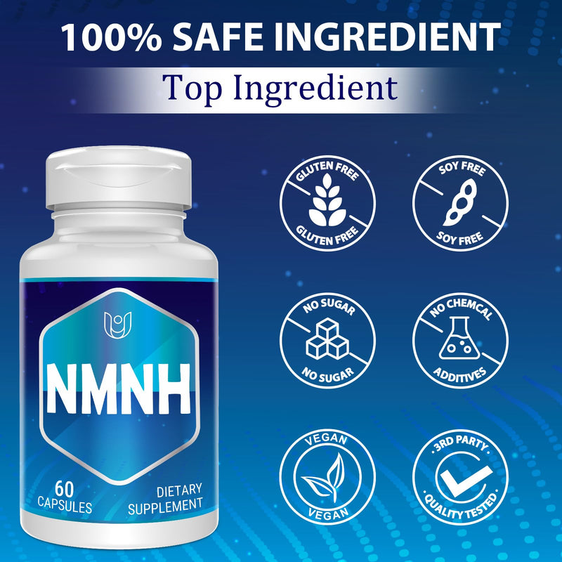 NMNH Supplement, Nad Supplement for Anti-Aging, 60 Capsules (60 Servings) | NMNH (Dihydronicotinamide Mononucleotide) for Boost NAD+ Levels as We Age (May Be More Effective Than Nicotinamide Riboside) 60 Count (Pack of 1) 60 Count (Pack of 1)