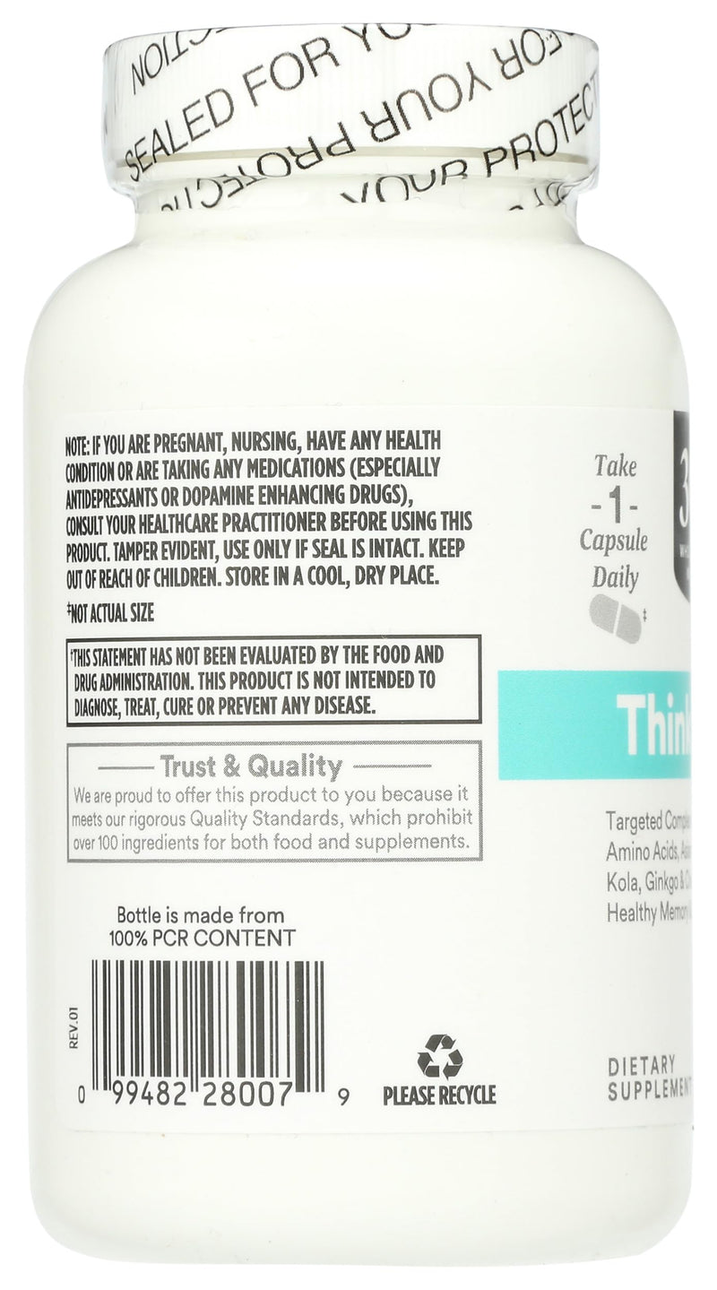 365 by Whole Foods Market, Think Smart with B Vitamins, Amino Acids, Ginkgo, Asian Ginseng, Gotu Kola, & Choline, 120 Capsules 120 Count (Pack of 1)