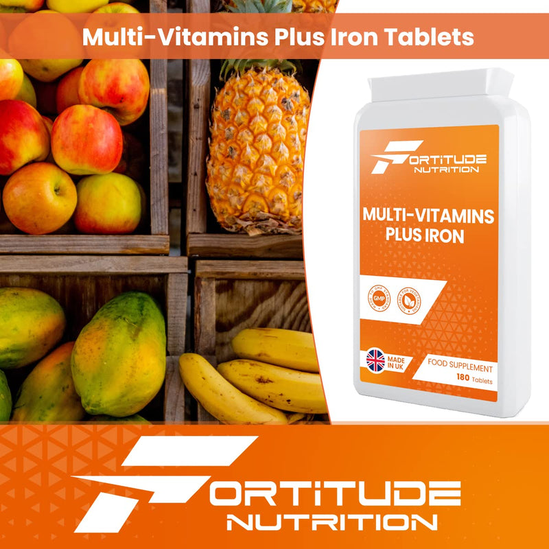Multivitamin with Iron Tablets | Multivitamin Tablets for Men & Women | High Strength Multivitamin Plus Iron Supplements 180 One a Day Multi Vitamins Tablets