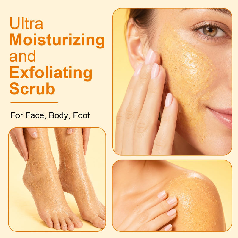Deep Exfoliating Facial Cleanser, Facial Scrub, Face Wash, Cleansing Wash with Vitamin C, Turmeric, Gentle Daily Exfoliator for Women, Men for Soft, Smooth, Hydrated Skin, Radiant Skin 100g/3.5oz
