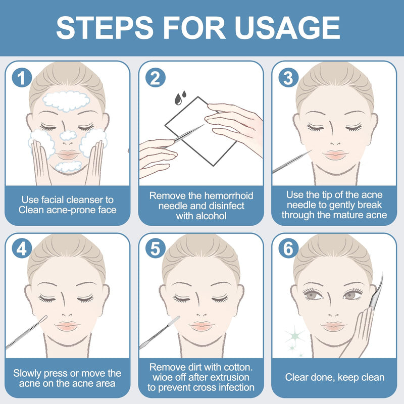 60PCS Dual Heads Blackhead Remover, Pimple Comedone Extractor, Acne Whitehead Blemish Removal Kit, Premium Stainless Steel Pimple Popper Tool kit, Risk Free for Face Skin, with Portable Box