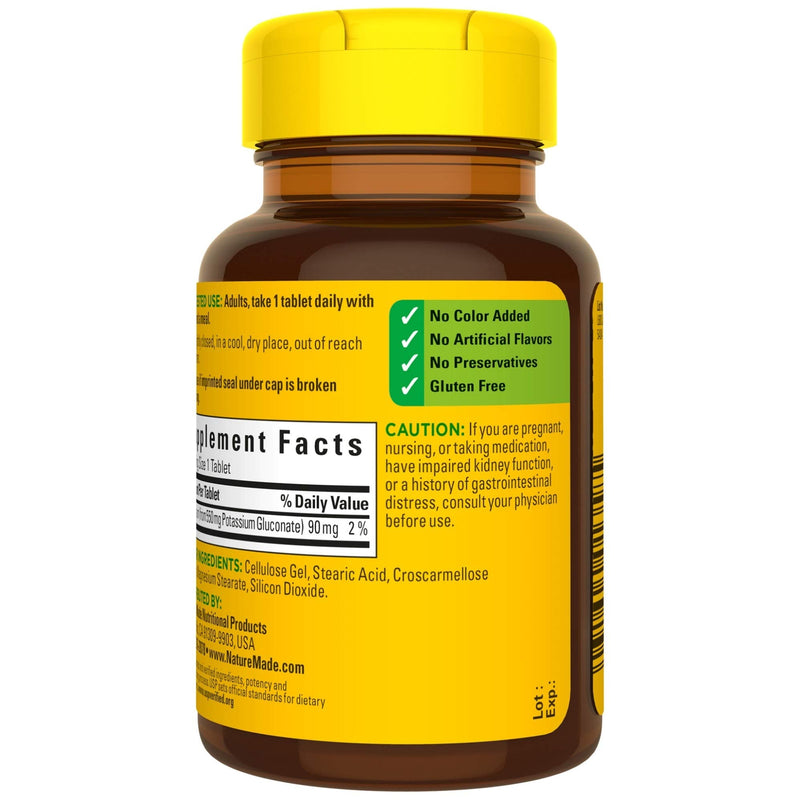 [Australia] - Nature Made Potassium Gluconate 550 mg, Dietary Supplement for Heart Health Support, 100 Tablets, 100 Day Supply 100 Count (Pack of 1) 