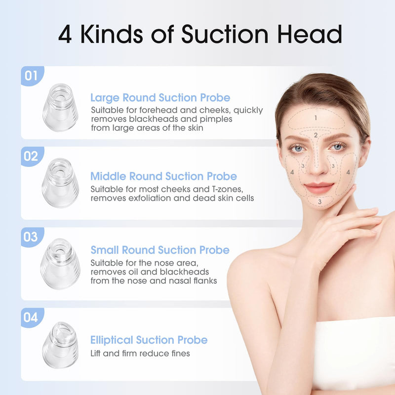Yccu Blackhead Remover Vacuum Pore Extractor Black Head Remover for Face and Nose Blackhead Extractor Tool Pore Cleane Vacuum with USB Charge 4 Modes 5 Suction Heads for Women and Men (Black) 1 Count (Pack of 1)