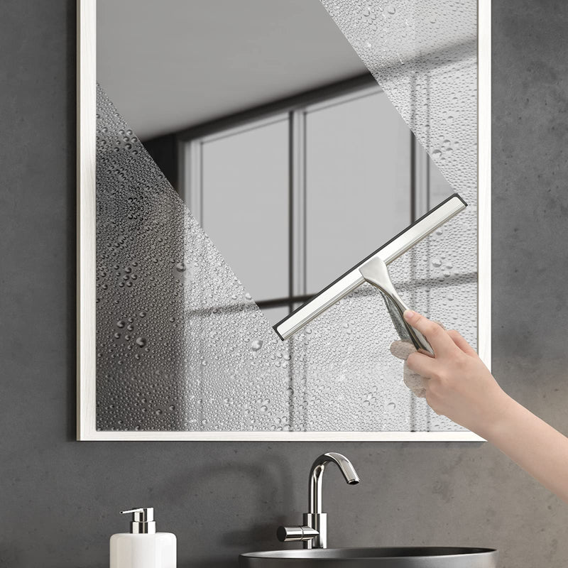 [Australia] - Hiware All-Purpose Shower Squeegee for Shower Doors, Bathroom, Window and Car Glass - Stainless Steel, 10 Inches 10-Inch Silver 