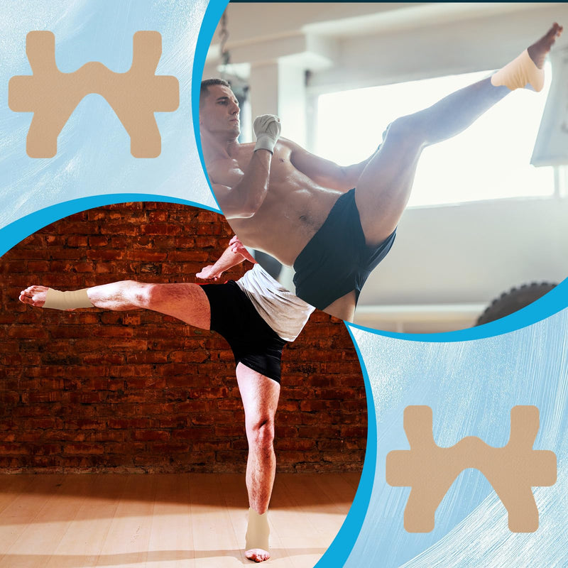 16 Count Kinesiology Tape for Ankle Precut Ankle Tape Athletic for Pain Relief, Waterproof & Elastic, Breathable Tape for Pain Support and Muscle Sports (Beige) Beige