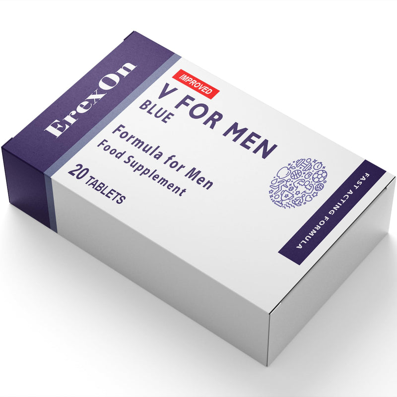 ErexOn V for Men - 20 Blue Tablets - Herbal Supplement for Men - Strong Effect - Mens Health Support Tablets - Performance & Enhancement - Maca, Glycine, Korean Ginseng and Zinc