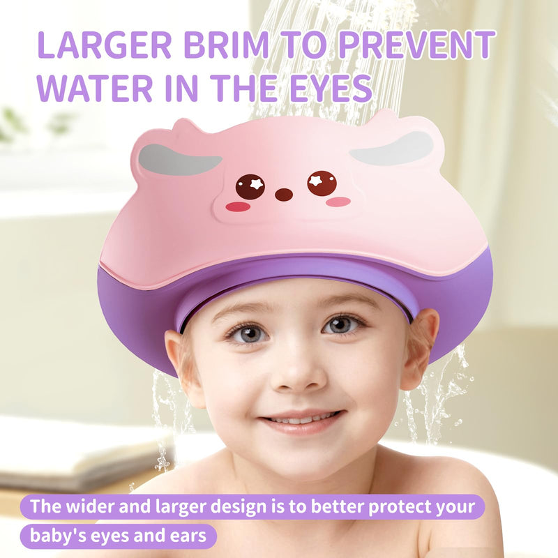 [Australia] - Baby Shower Cap Shield for Kids Soft Silicone Adjustable 1-10 Years Old Cartoon Deer Shower Cap for Kids Toddler Shower Cap Shield Makes the Kids Bath More Fun Pink 
