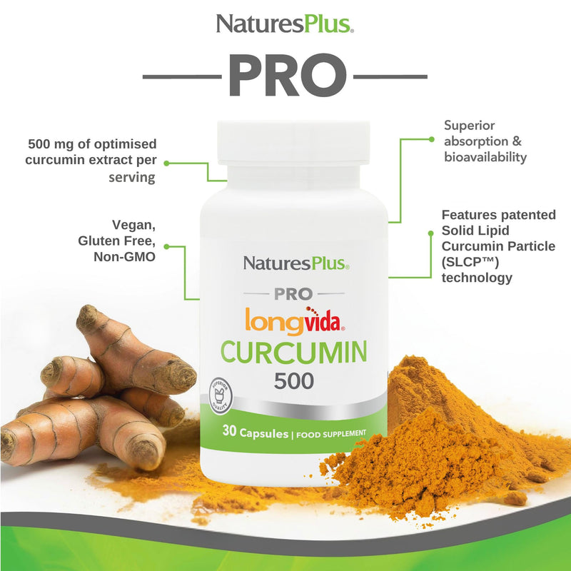 NaturesPlus PRO Optimized Curcumin Capsules Longvida 500 mg - Superior Absorption Turmeric Extract Supplement - One a Day, Vegan, Gluten Free - 30 Capsules 30 count (Pack of 1)