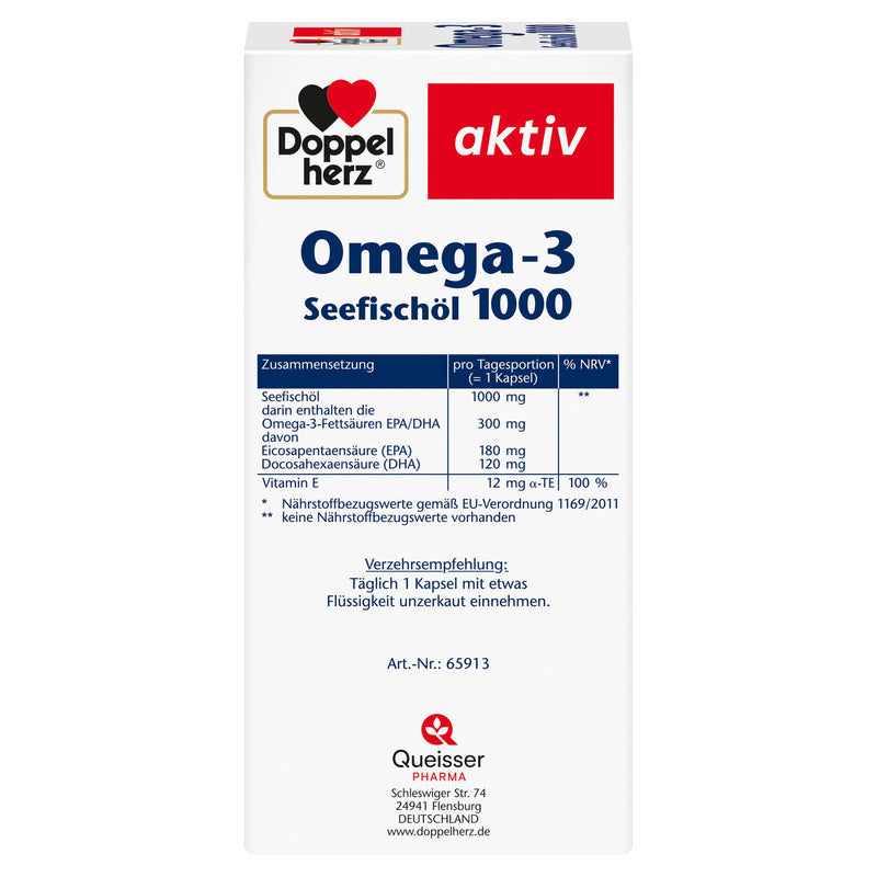 [Australia] - Doppelherz Omega-3 Sea Fish Oil 1000 - EPA & DHA as a contribution to normal heart function - 120 capsules 120 capsules (pack of 1) 
