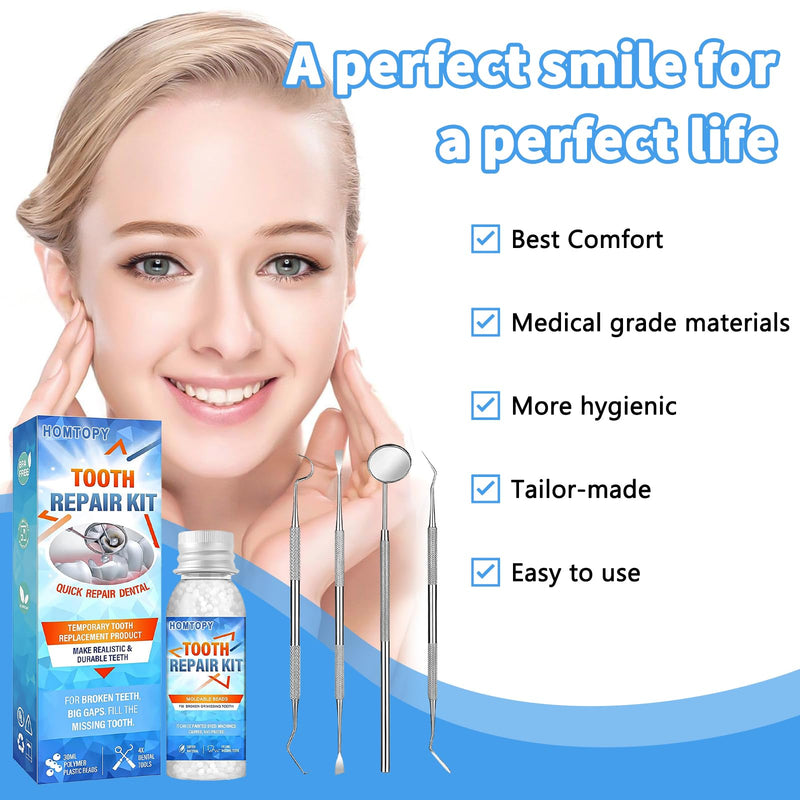 [Australia] - Tooth repair set, tooth repair set, make your own dentures, tooth glue for teeth, temporary tooth cement, artificial tooth filling for clipping on, dentures, dental care, temporary tooth repair 