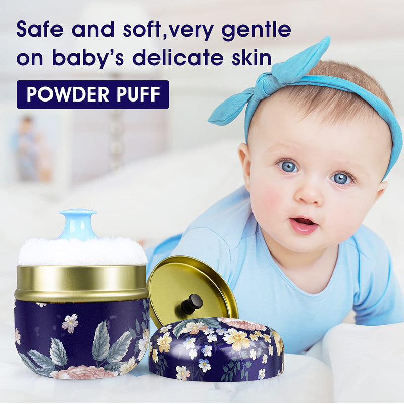 [Australia] - Sibba Puderdose mit Puderquaste für Körperpuder Leerer Behälter Staubpuderdose Puderquaste Make up Sponge Schwämmchen lose powder puff mit behälter für Baby Nach Dem Bad Make-Up-Puderspender Puderquaste(blau)+puderdose(farbe Dunkelblau) 
