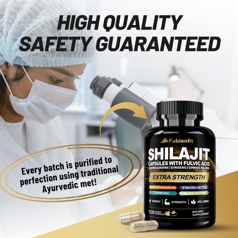 [Australia] - Shilajit Capsules - Premium Shilajit for Men - with Ashwagandha Ginseng and More Fulvic Acid for Men/Women - 120 Capsules 120 Count (Pack of 1) 