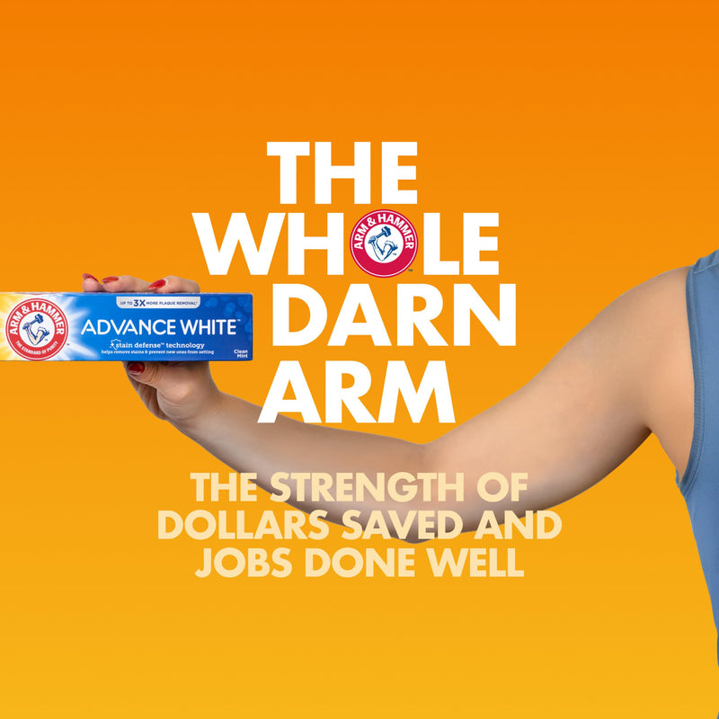 [Australia] - ARM & HAMMER Advance White Toothpaste, Teeth Whitening Baking Soda Toothpaste with Stain Defense Technology and Fluoride, Clean Mint Flavor, 6.0 Oz (4 Pack) 6 Ounce (Pack of 4) Tooth Cleaning Agent 