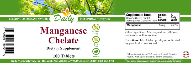 [Australia] - Daily Manufacturing Manganese Chelate (5 mg) 100 Tablets 