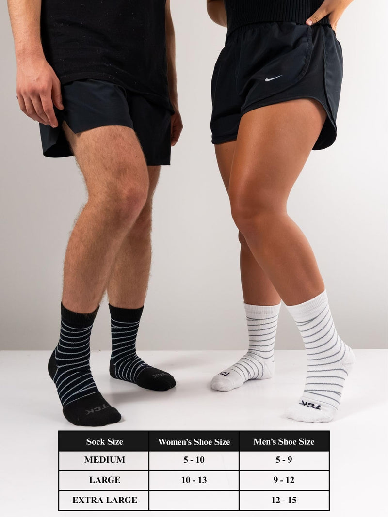 TCK Ankle Compression Socks Men's & Women's, Tape Sock Wrap Design, 20-30mmHg - Basketball, Football, Performance & Recovery Large White/White