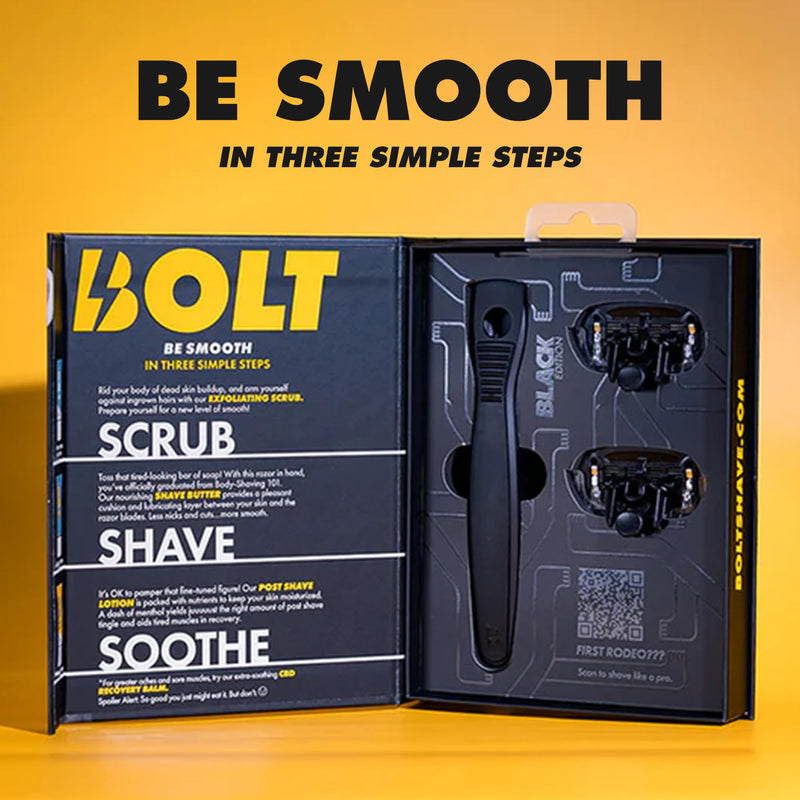 [Australia] - Performance Razor - Black Edition - 5-Blade Swedish Steel - Aloe & VIT E - Zinc Handle - Smooth Shave Kit - 2 Cartridges BOLT Performance Razor Black 