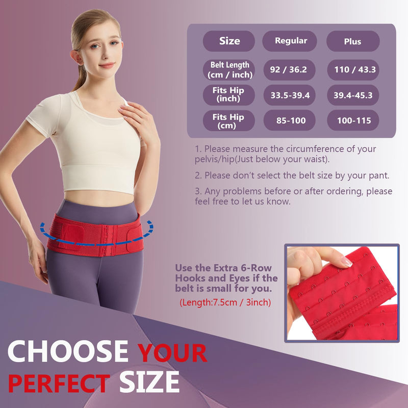 [Australia] - Paskyee Hip Belt with 6 Additional Rows of Hooks and Eyes, Lower Back Support for Men and Women - Lap Belt, Pelvic Sciatica Relief 