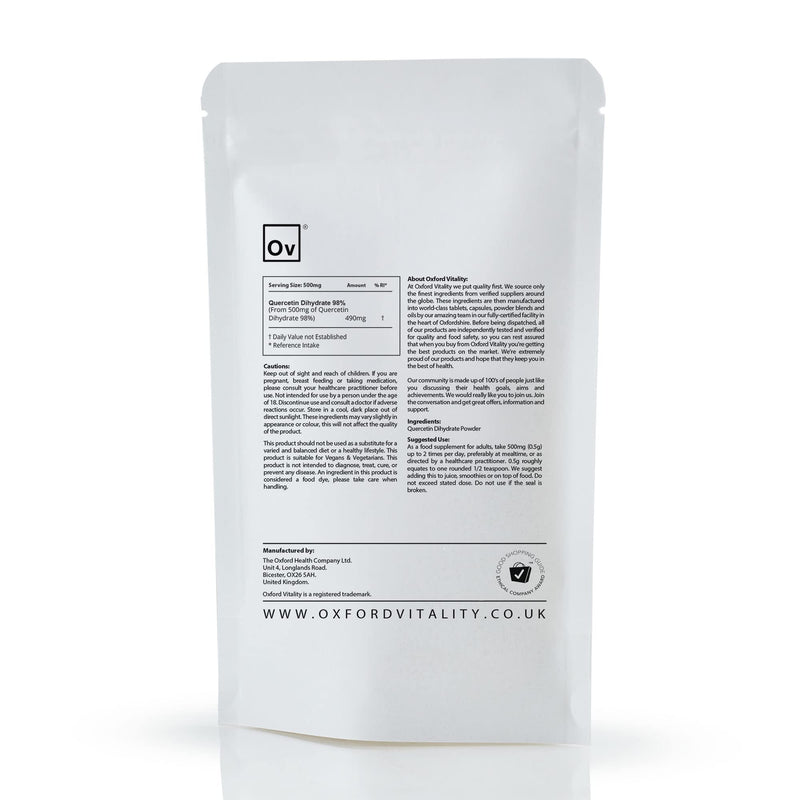 Quercetin Dihydriate Powder Supplement for Immune Health, Respiratory Health & Allergies | Oxford Vitality 25 g (Pack of 1)