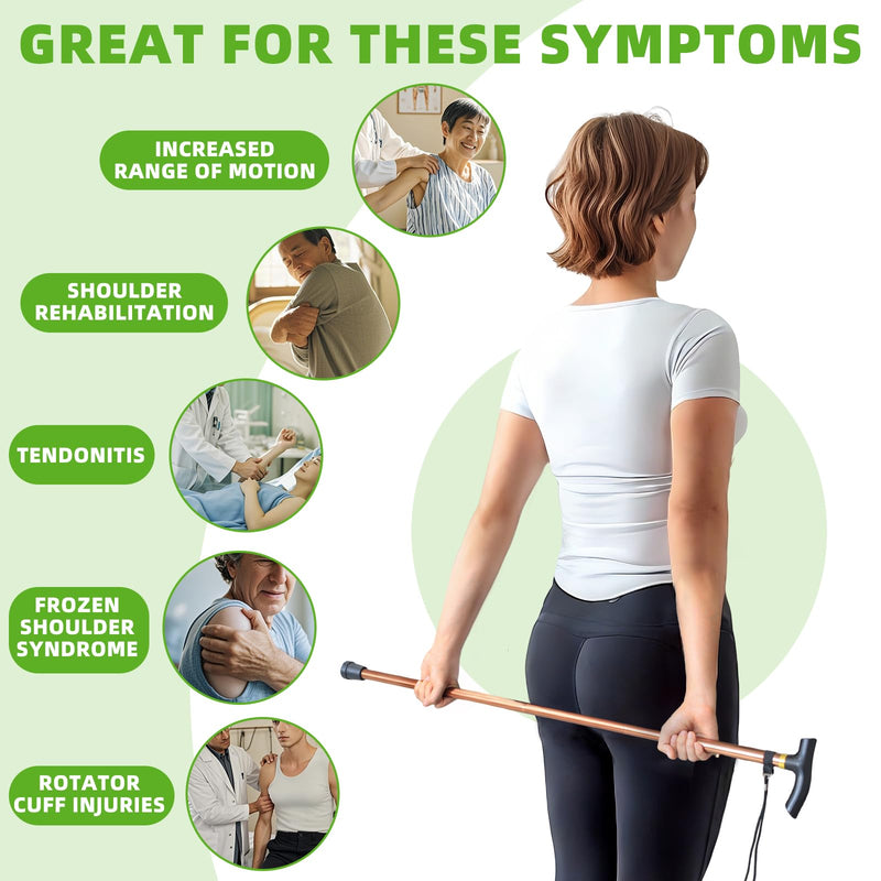 Shoulder Pulley for Physical Therapy, Foldable Shoulder Wand Rotator Cuff Rehab – Portable & Shoulder Reliever with Hook, Lightweight Stretching Tool – Durable Shoulder Exercise Equipment (Gold) Gold