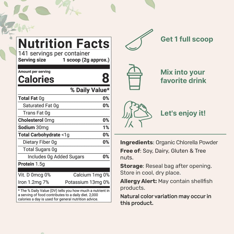 [Australia] - Micro Ingredients Organic Chlorella Powder, 10 Ounce, Broken Cell Wall, Rich in Vegan Proteins & Vitamins, Raw, Bulk Premium Chlorella Supplement, Vegan Friendly, Non-Irradiation 