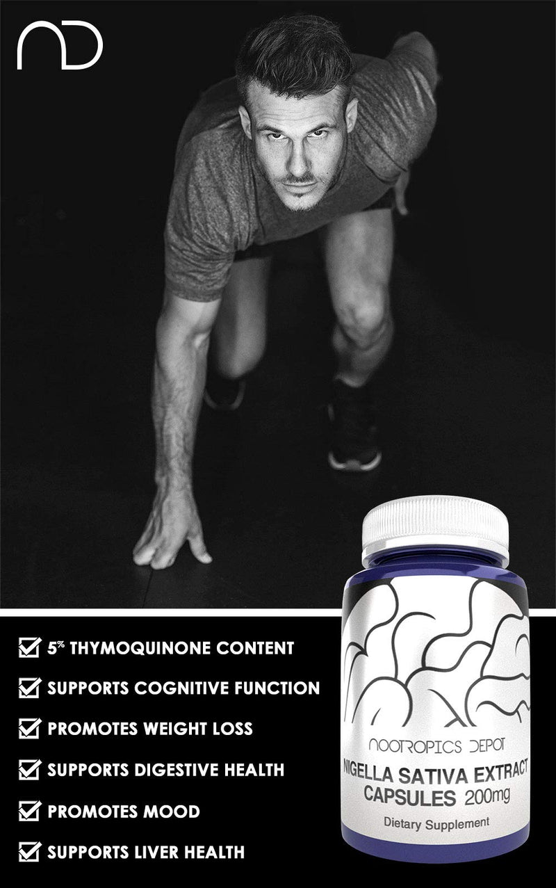 [Australia] - Nootropics Depot Nigella Sativa Extract Capsules | 200mg | 120 Count | Minimum 5% Thymoquinone Content | Black Seed Oil Extract | Supports Brain Health, Memory, Liver Health, and Immune Function 120 Count (Pack of 1) 