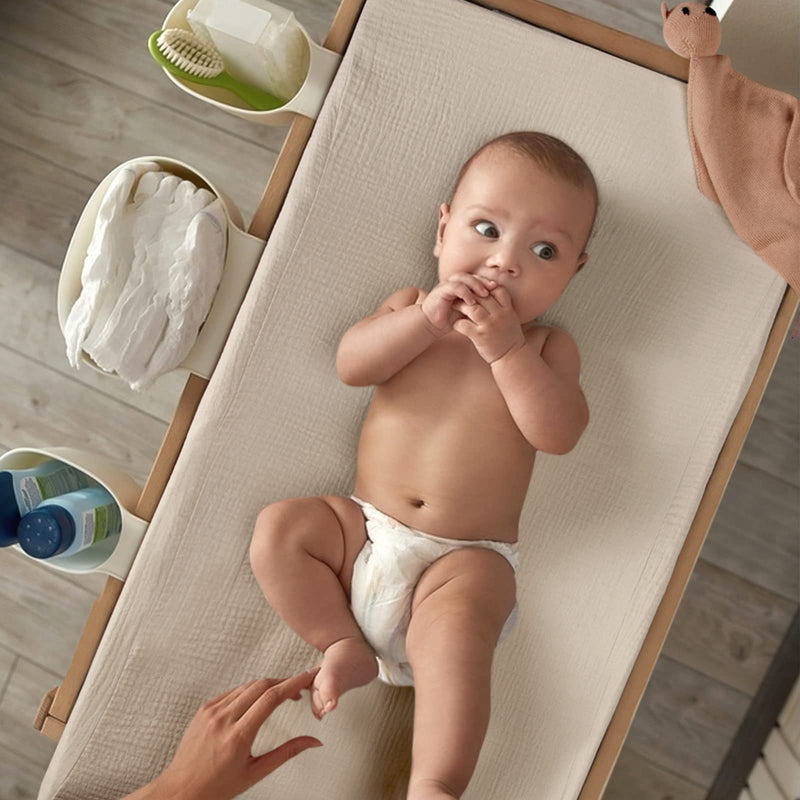 [Australia] - Baby Changing Pad Cover: Muslin Diaper Changing Table Pad Cover - Changing Pad Sheets for Girls Boys S-Cream&Sand Solid 