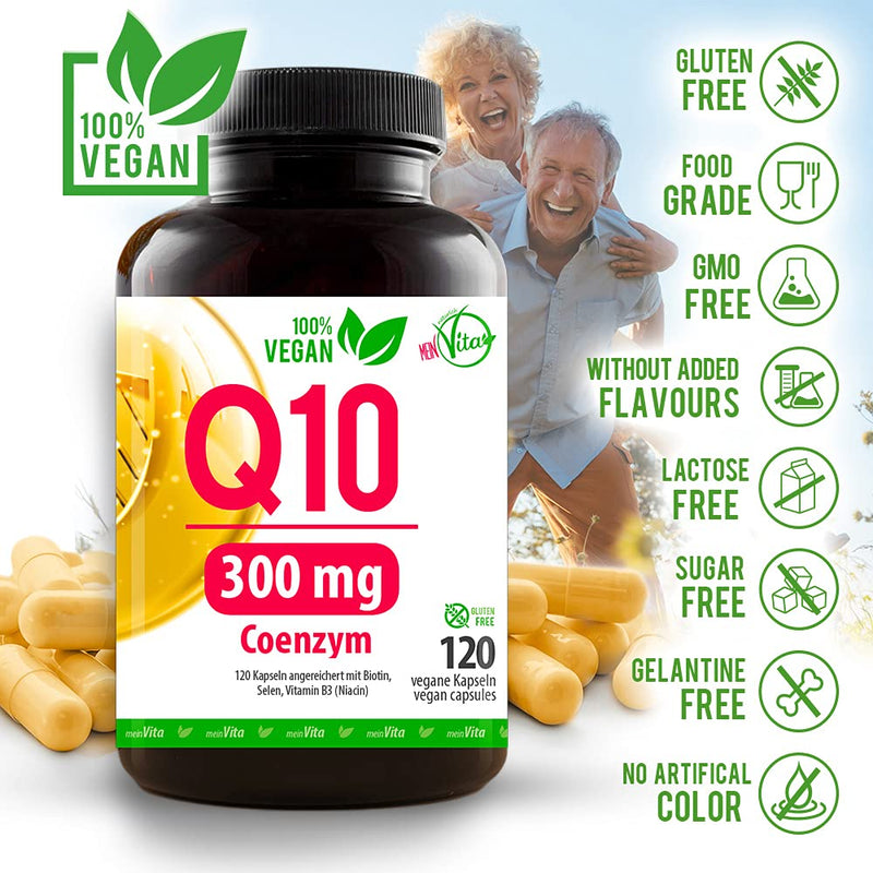 [Australia] - Coenzyme Q10-300mg per capsule high dose, 100% vegan - 120 capsules - bioactive - from plant fermentation - laboratory tested, with B3, biotin, selenium 