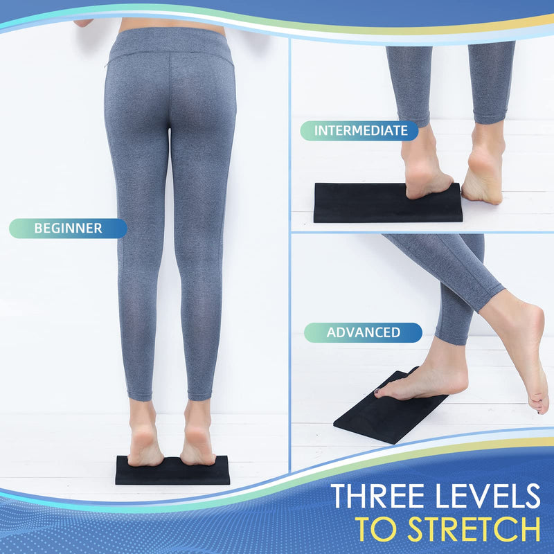 Plantar Fasciitis Relief Pad with Foot Roller, Fascia Stretcher Toe Stretcher for Heel Spurs, Achilles Tendonitis, Tight Calves & Foot Drop Black - Pro