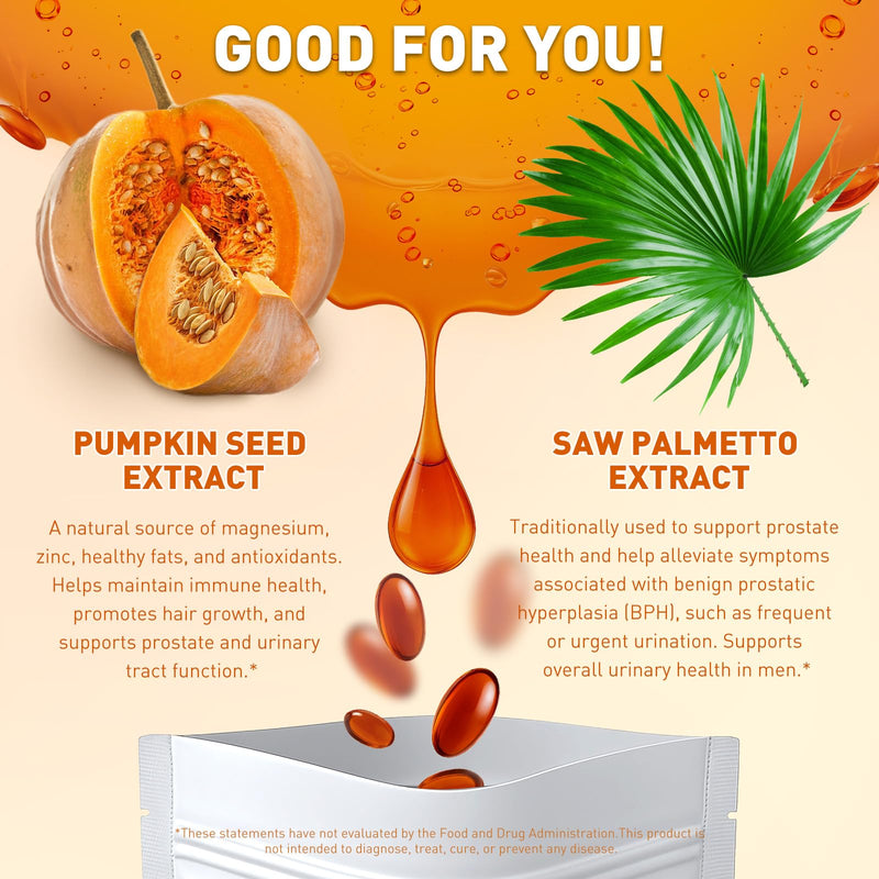 [Australia] - Pumpkin Seed Oil with Saw Palmetto, Pumpkin Seed Oil for Hair, Cold Pressed, Pure Virgin, Essential Fatty Acids & Phytosterols, 3000mg Per Serving, 300 Softgels 