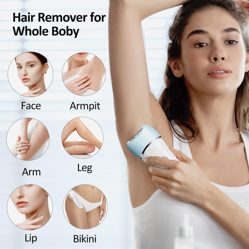[Australia] - Epilator for Women, 6 in 1 Hair Removal Epilator, Shaver, Face Razor, Facial Brush, Face Massage and Body Exfoliator,IPX7 Waterproof Rechargeable Hair Removal for Women, 2 Speeds 