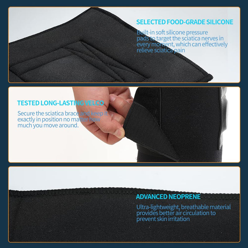 [Australia] - Active Plus Sciatica Pain Relief Brace For Sciatic Nerve Pain, Lower Back, & Hip, Black Brace for Sciatica As Seen On Tv - Unisex 