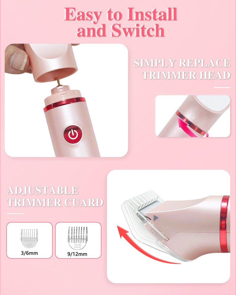 [Australia] - Bikini Trimmer for Women, Electric Razor for Pubic Hair 3-in-1, Bikini Shaver for Legs Body Hair, Womens Electric Razor IPX6 Waterproof, Gifts for Women,Pink Pink 