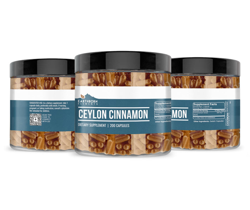 [Australia] - Earthborn Elements Ceylon Cinnamon 200 Capsules, Pure & Undiluted, No Additives 