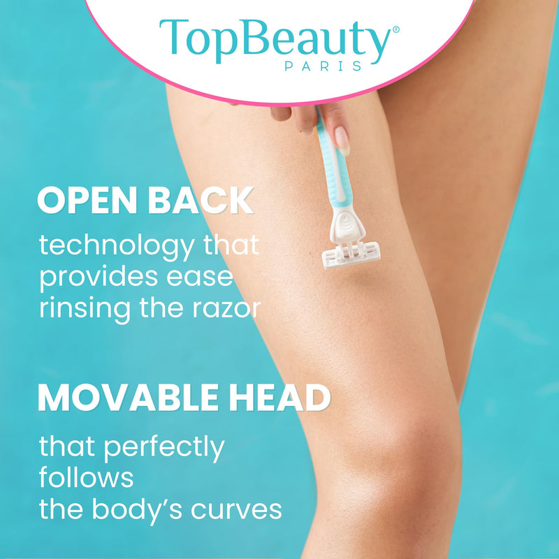 [Australia] - Paris Slim Razors for Women - Manual Razor with Refills (3 Handles + 57 Replaceable Cartridges) - 3-Blades Technology - Beautiful Price - Bikini Razor - Soft Shave & Loving Care 3 Handles + 57 Refills 