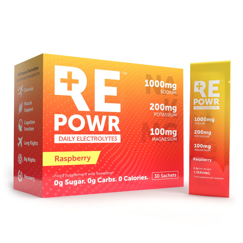 Raspberry 30's - Clean Electrolytes Sachets Made with Natural Desert Salt | 1000mg Sodium. 200mg Potassium. 100mg Magnesium | Sugar Free. No Calories | Vegan, Keto and Fasting Friendly Raspberry 30 Servings (Pack of 1)