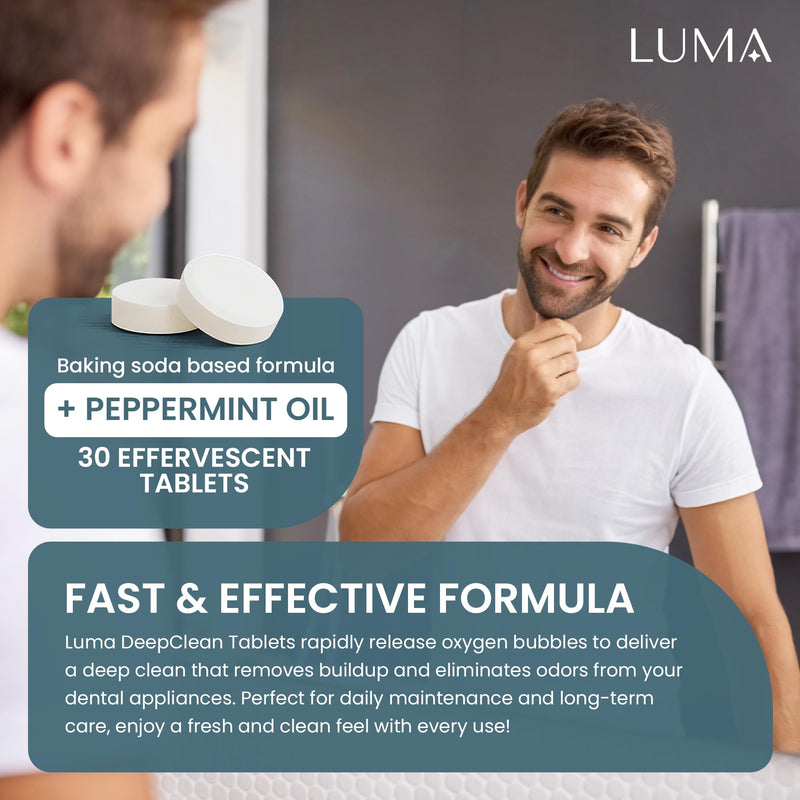 [Australia] - DeepClean Tablets for LumaPod – Retainer & Dental Appliance Cleaning Tablets – Mint Formula – Compatible with Ultrasonic Cleaners – For Retainers, Aligners, Dentures & Mouth Guards – 30 Count 