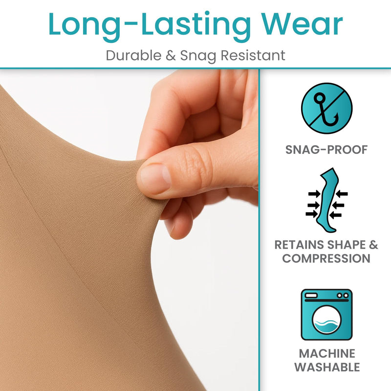 [Australia] - Vive Medical Compression Pantyhose for Women & Men - 15-20 mmHg Graduated Support Hose - Opaque Closed Toe Compression Tights - Stockings for Varicose Veins, Swelling, Edema, & Improved Circulation Large 