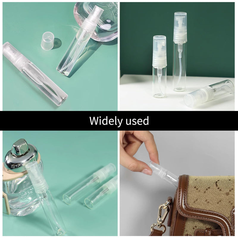 320 Pcs Mini Spray Bottles with 10 Perfume Dispensers, 10 Droppers, and 10 Funnels, Clear Refillable Glass Perfume Atomizer for Travel, Fragrance, Scent Samples, and Pocket Dispensers (10ml)