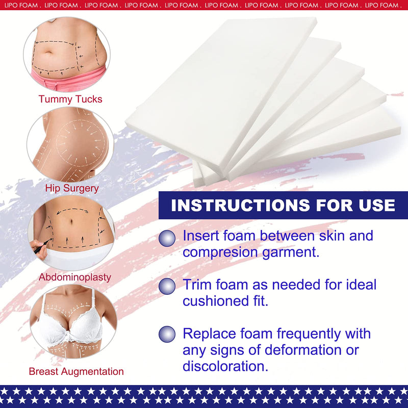 [Australia] - 5 Pack Lipo Foam Pads for Post Surgery Ab Board Liposuction Surgery Flattening Abdominal Compression Garments Lipo Foam Sheets 8" x 11" 