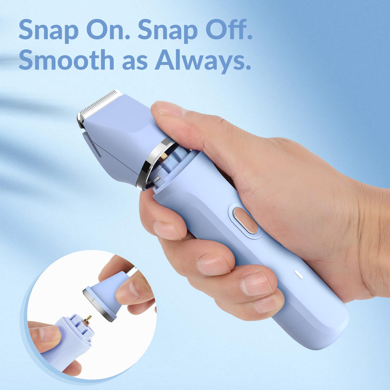 [Australia] - KINGTEE 5-in-1 Electric Bikini Trimmer for Women – IPX7 Waterproof Shaver, Cordless Body & Facial Razors for Women, Ceramic Blades, USB-C Rechargeable, Painless Hair Removal Kit (Blue) Blue 