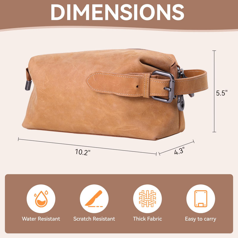 Multi-functional Leather Travel Toiletry Bag -Coffee and Brown 2-pack