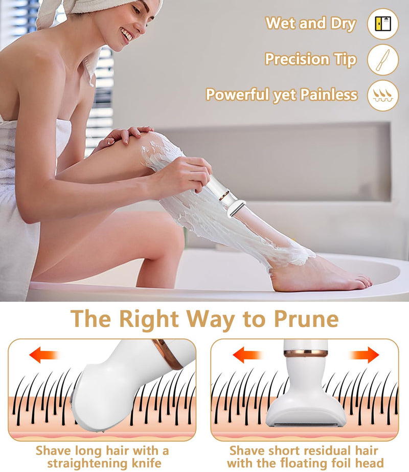 [Australia] - Bixury Shaver Women's 4-in-1 Intimate Razor for Women Nose Hair Trimmer Women's Shaver Women's Electric Eyebrow Shaver Wet and Dry Use Hair Trimmer for Face Nose Armpits Intimate Area 
