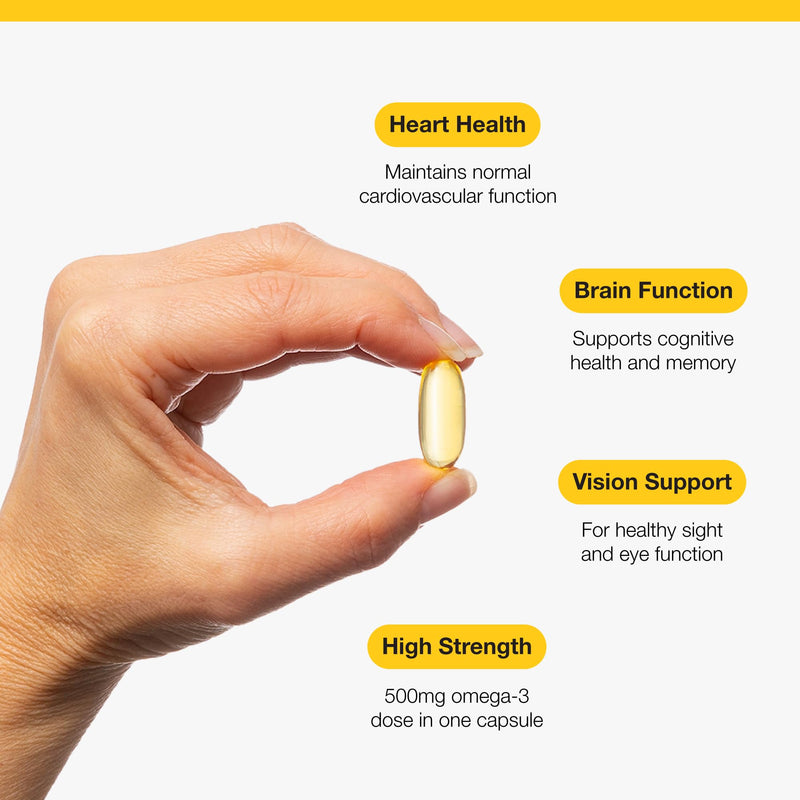 Metagenics OmegaGenics Everyday - 500mg EPA & DHA - Omega 3 Support with Vitamin E - for Heart, Vision & - 60 Capsules